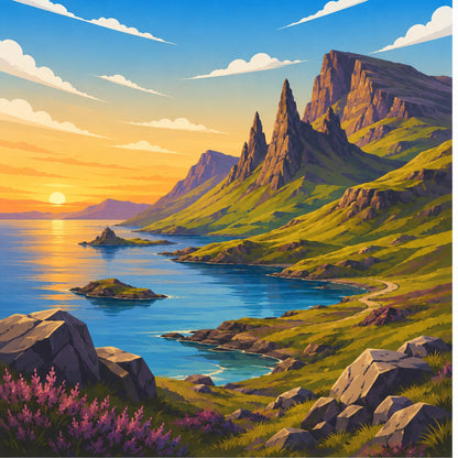 Isle of Skye Print, Scotland Travel Poster, Scottish Highlands Landscape Wall Art
