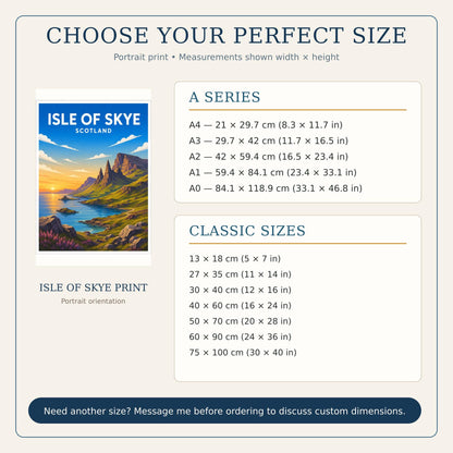 Isle of Skye Print, Scotland Travel Poster, Scottish Highlands Landscape Wall Art