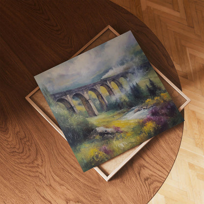 Glenfinnan Viaduct Print, Scottish Steam Train Art, Misty Highlands Landscape