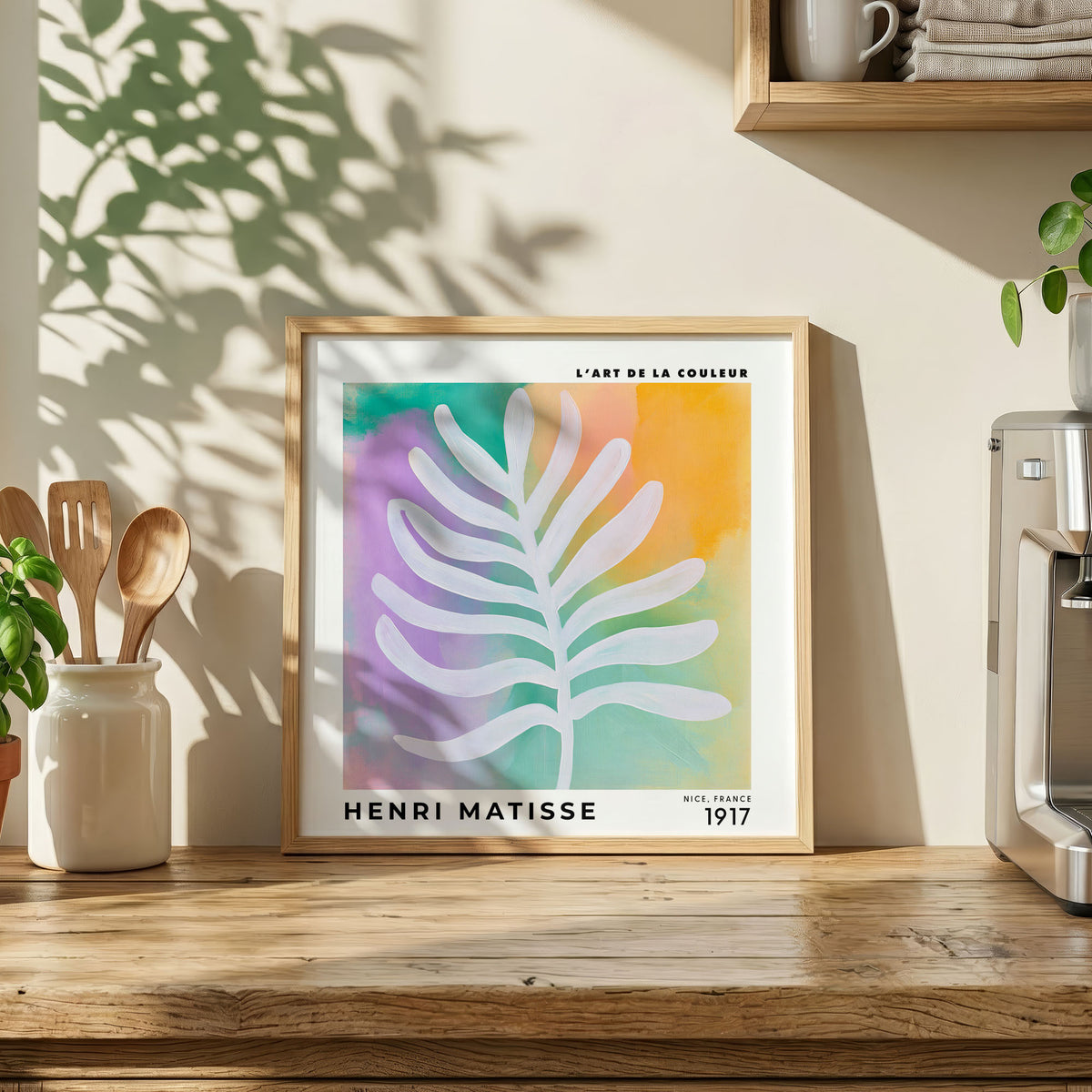 Henri Matisse Inspired Pastel Leaf Print | Colourful Wall Art