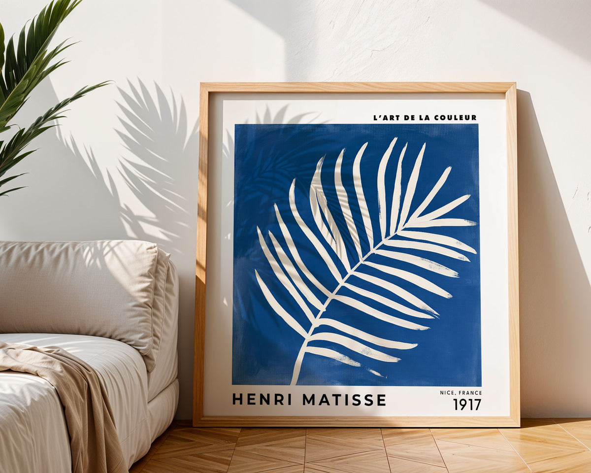 Henri Matisse Inspired Blue Palm Leaf Print | Botanical Wall Art