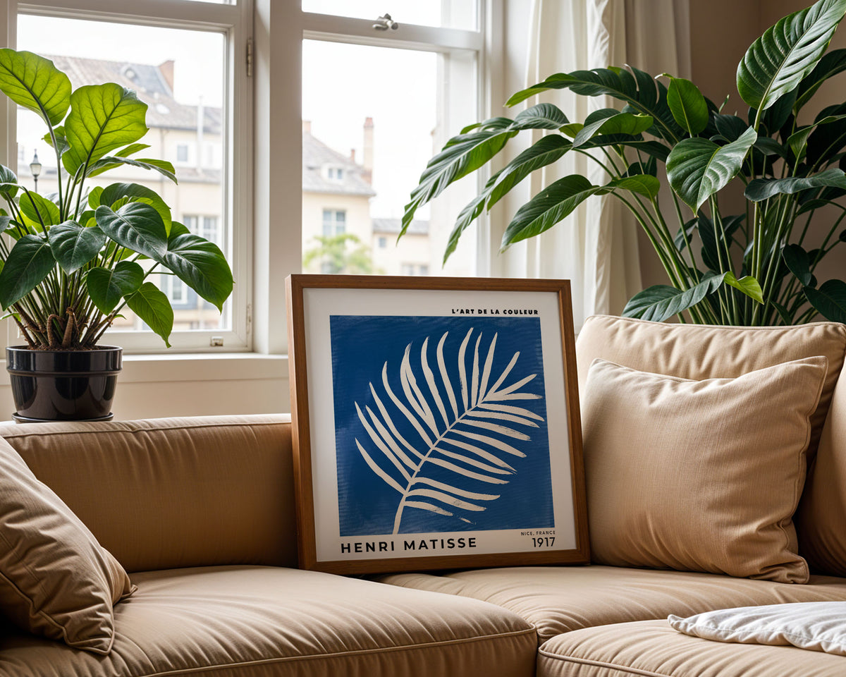 Henri Matisse Inspired Blue Palm Leaf Print | Botanical Wall Art