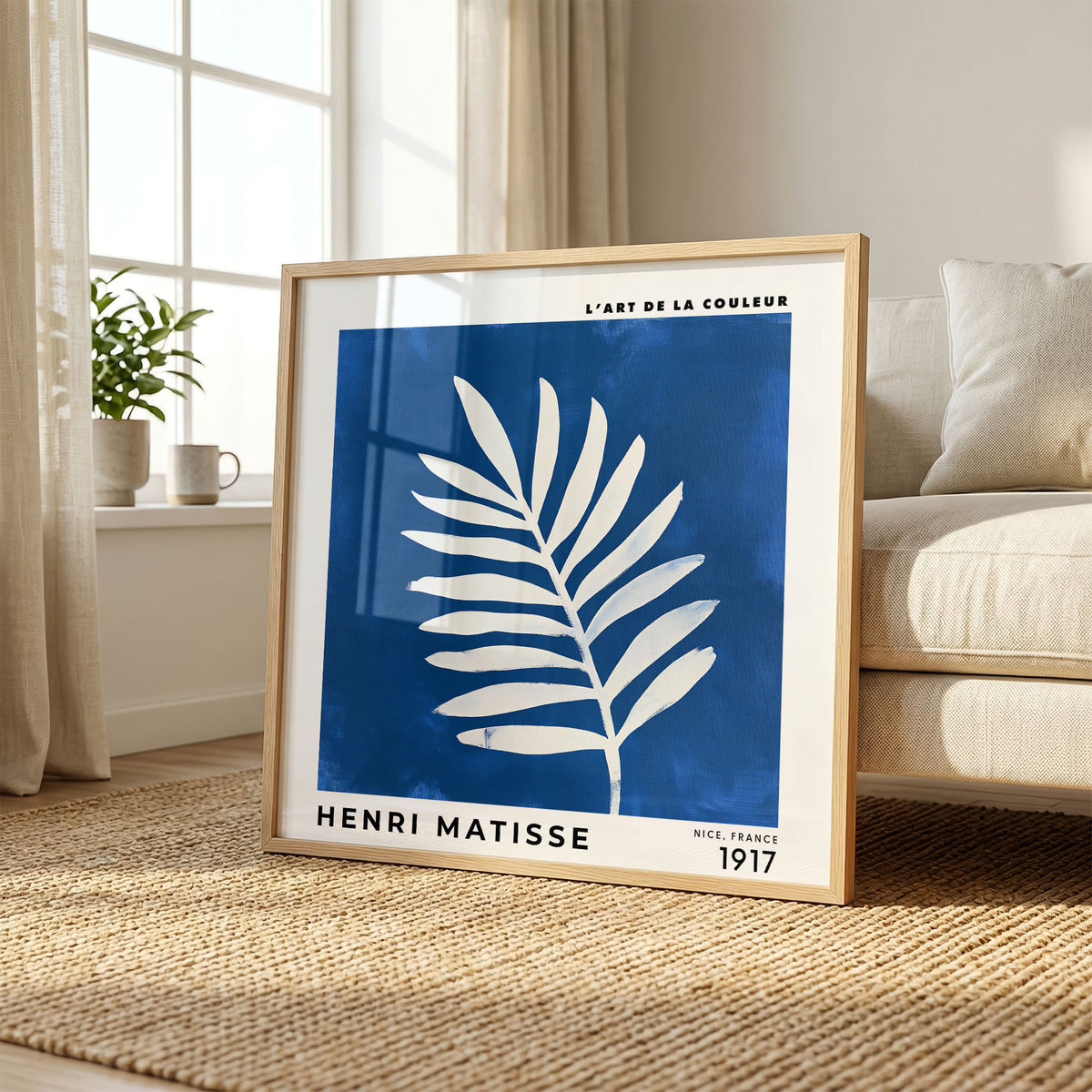 Henri Matisse Inspired Blue Leaf Print | Modern Botanical Wall Art
