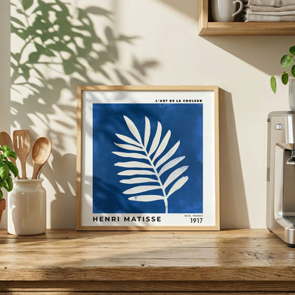 Henri Matisse Inspired Blue Leaf Print | Modern Botanical Wall Art