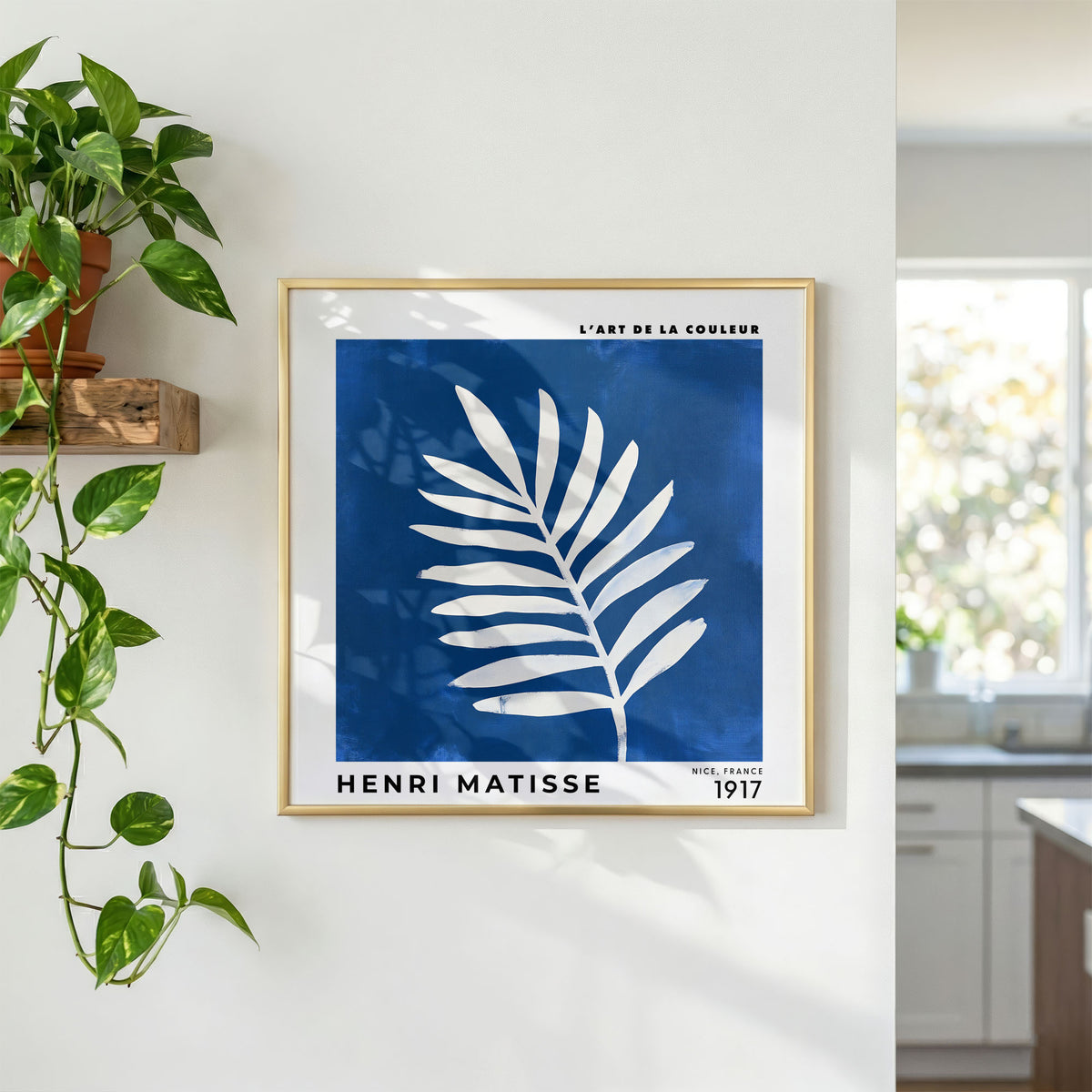Henri Matisse Inspired Blue Leaf Print | Modern Botanical Wall Art