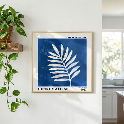 Henri Matisse Inspired Blue Leaf Print | Modern Botanical Wall Art