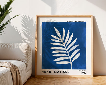 Henri Matisse Inspired Blue Leaf Print | Modern Botanical Wall Art