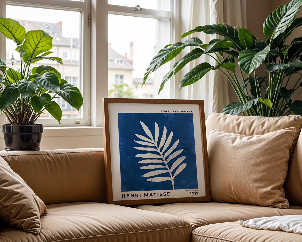 Henri Matisse Inspired Blue Leaf Print | Modern Botanical Wall Art