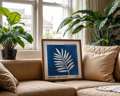 Henri Matisse Inspired Blue Leaf Print | Modern Botanical Wall Art