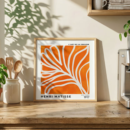 Henri Matisse Inspired Orange Leaf Print | Modern Wall Art