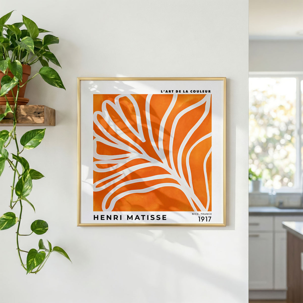 Henri Matisse Inspired Orange Leaf Print | Modern Wall Art