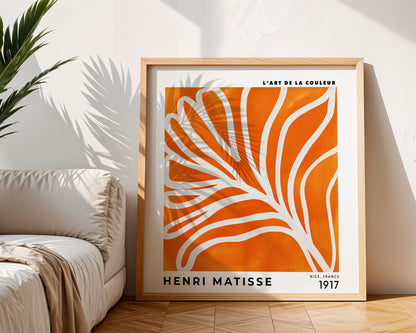 Henri Matisse Inspired Orange Leaf Print | Modern Wall Art