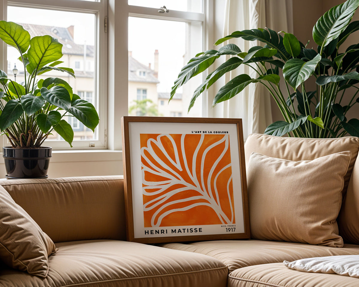Henri Matisse Inspired Orange Leaf Print | Modern Wall Art