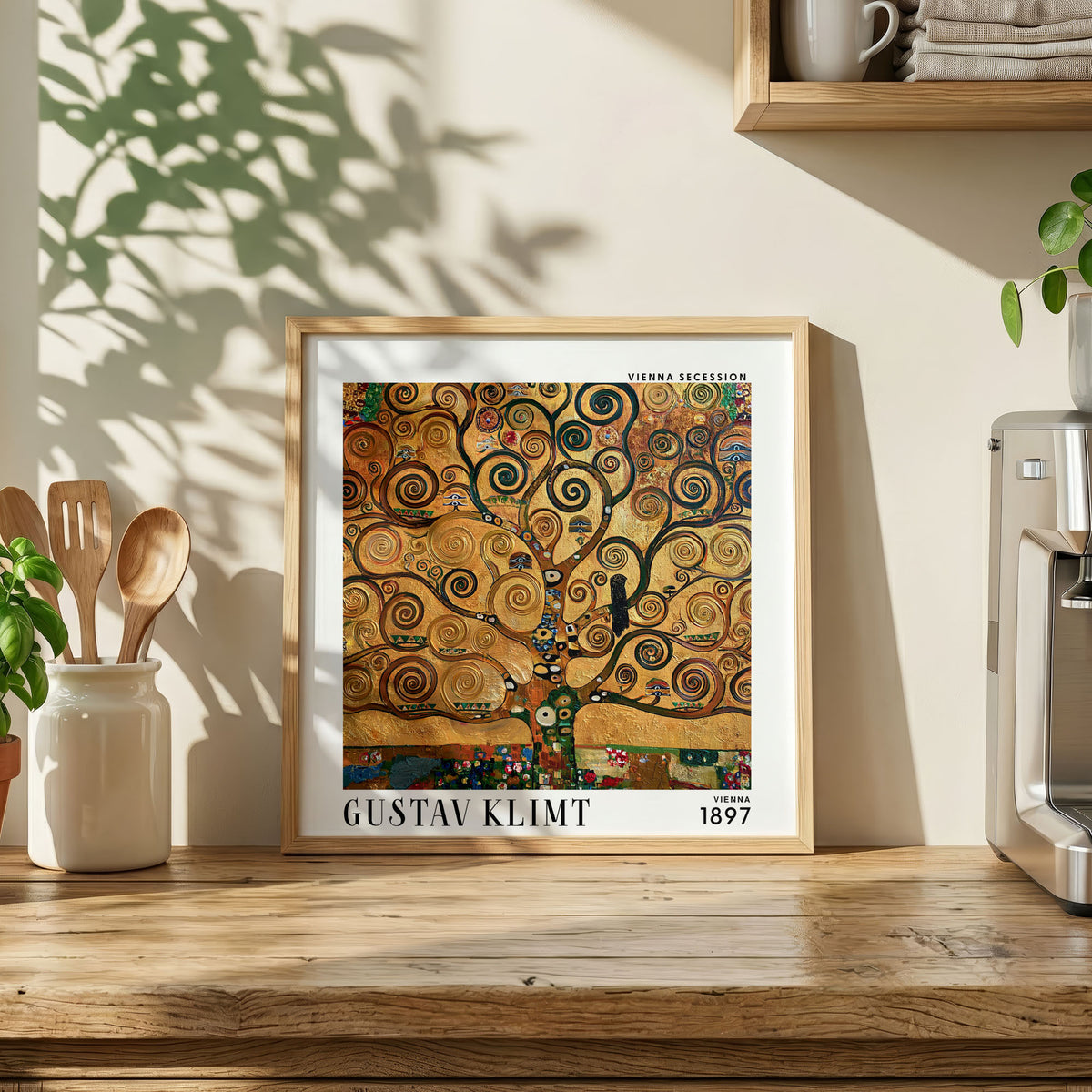 Gustav Klimt Style Tree of Life Print – Gold Art Nouveau Square Art
