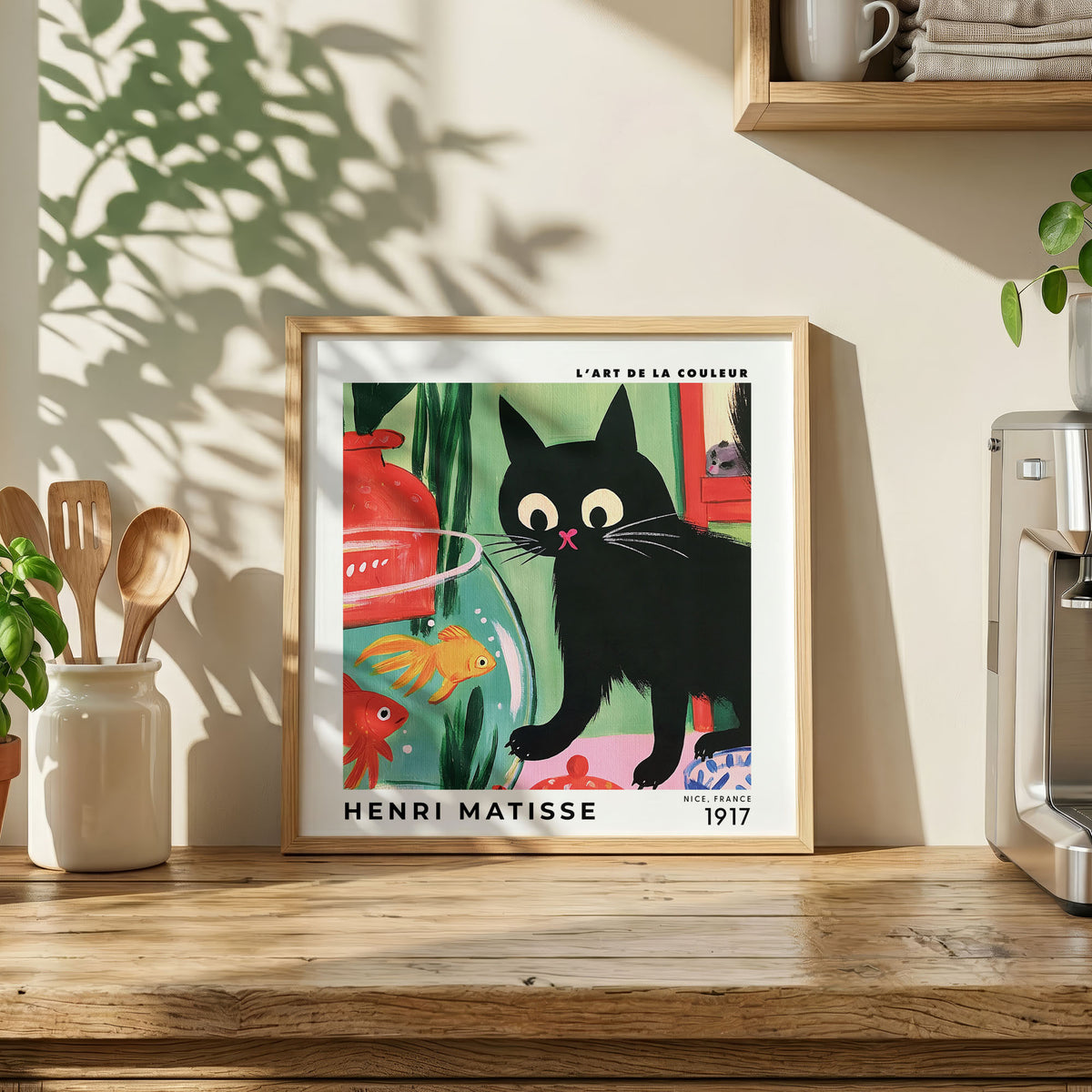 Henri Matisse Inspired Cat & Goldfish Print | Colourful Wall Art