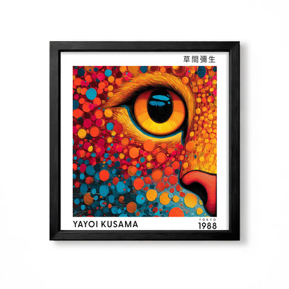 Yayoi Kusama inspired colourful feline eye Japanese polka dot wall art print