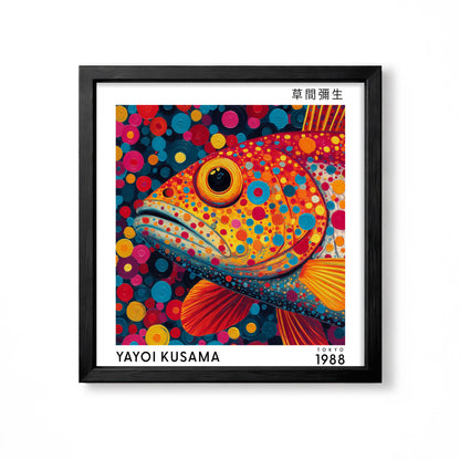Yayoi Kusama inspired colourful fish Japanese polka dot wall art print