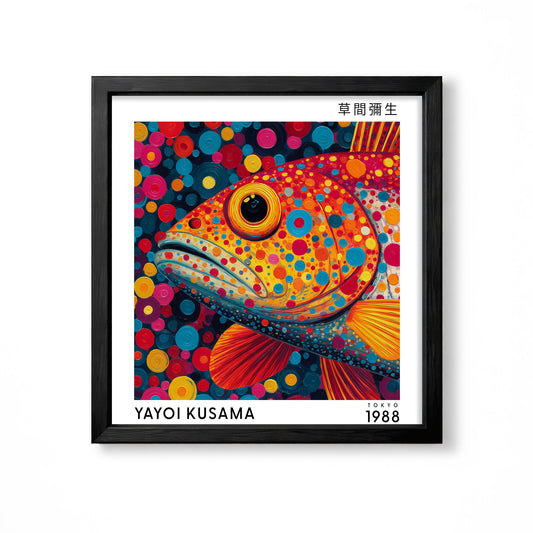 Yayoi Kusama inspired colourful fish Japanese polka dot wall art print