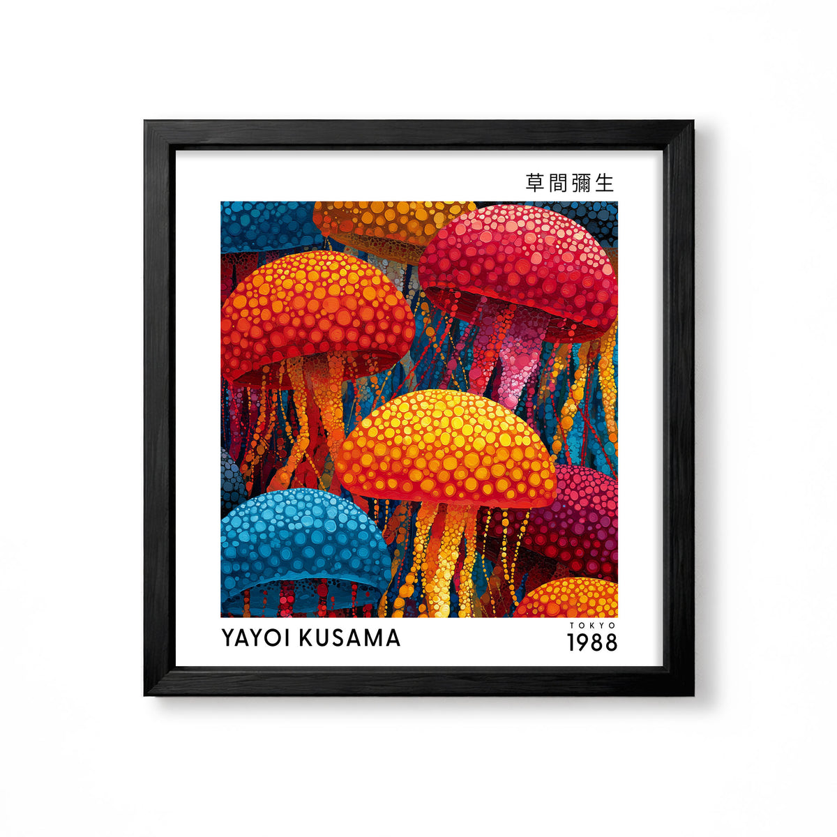 Yayoi Kusama inspired colourful spotted jellyfish Japanese polka dot wall art print