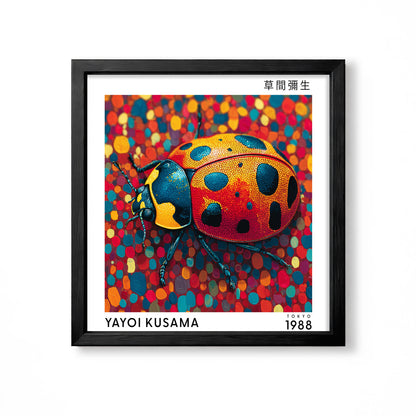 Yayoi Kusama inspired colourful ladybird Japanese polka dot wall art print