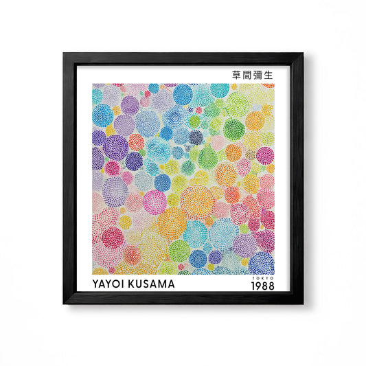Yayoi Kusama inspired colourful polka dot Japanese abstract wall art print
