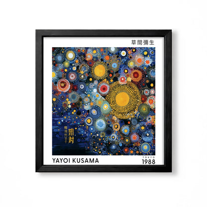 Yayoi Kusama inspired cosmic circles Japanese abstract polka dot wall art print
