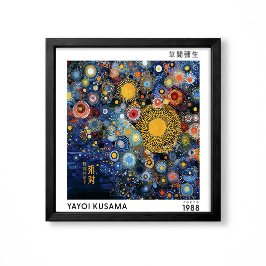 Yayoi Kusama inspired cosmic circles Japanese abstract polka dot wall art print