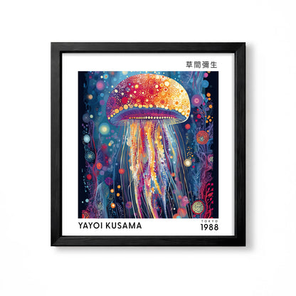 Yayoi Kusama inspired colourful jellyfish Japanese ocean wall art print
