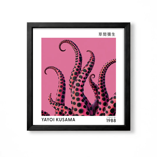 Yayoi Kusama inspired pink octopus tentacle polka dot Japanese wall art print