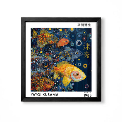 Yayoi Kusama inspired school of fish Japanese polka dot ocean wall art print