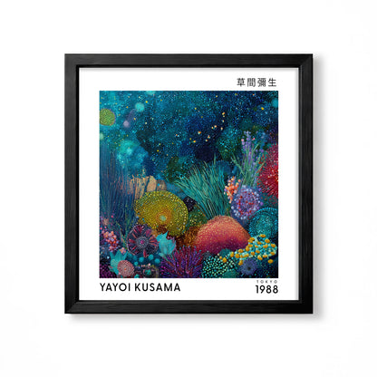 Yayoi Kusama inspired underwater coral garden Japanese polka dot wall art print